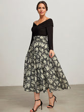 A-line Off the Shoulder Tea-Length Jacquard Chiffon Mother of the Bride Dress With Pleated